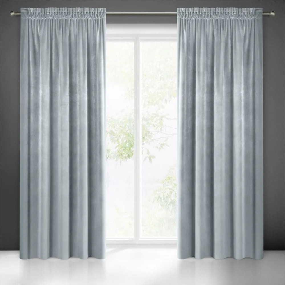 Draperie luxoasă de culoare gri deschis, pentru bandă de pliere Lungime: 300 cm