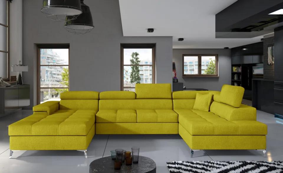 Canapea modulara, extensibila, cu spatiu pentru depozitare, 345x202x90 cm, Eduardo R03, Eltap (Culoare: Roz deschis / Alb)