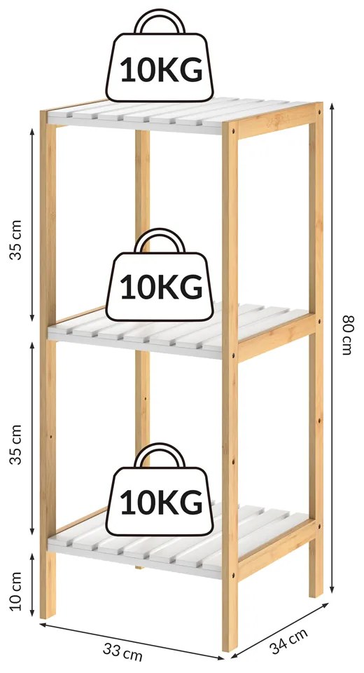 Deuba Raft bambus 80x33x34cm - alb