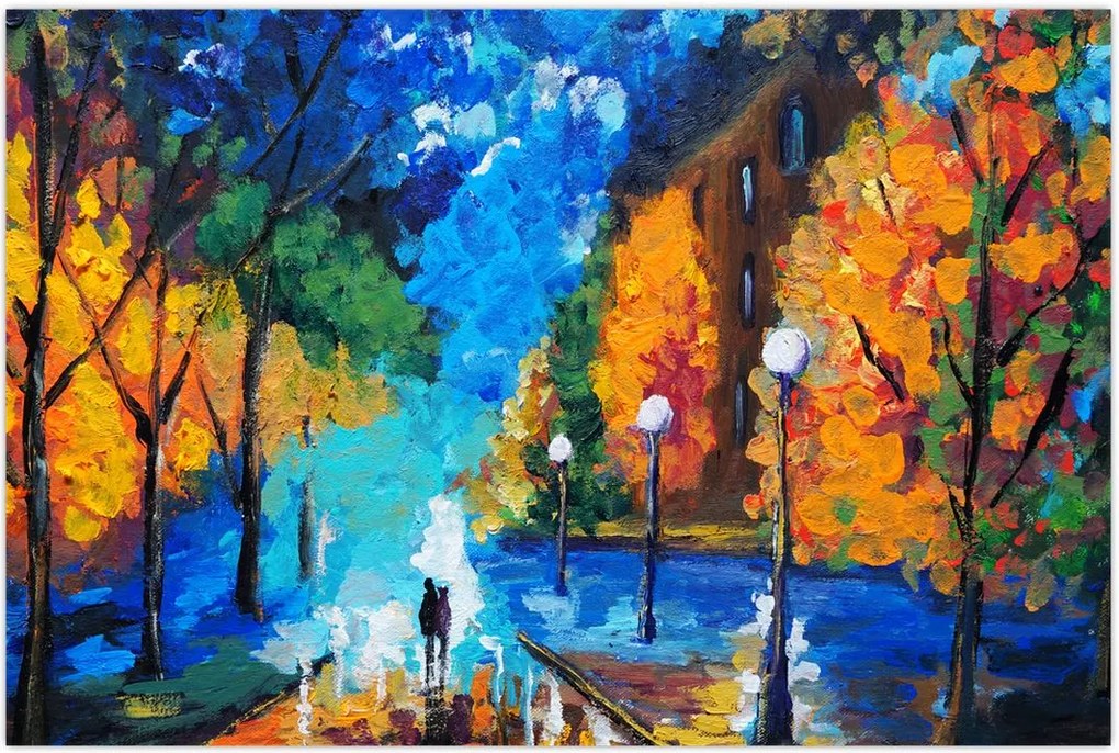 Tablou - Îndrăgostiții, Pointilism (90x60 cm)