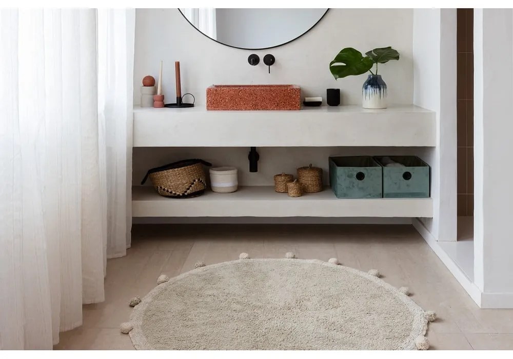 Covor pentru copii verde deschis lavabil/țesut manual din bumbac ø120 cm Bubbly Olive – Lorena Canals