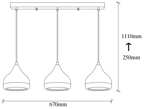 Lustră pe cablu YILDO 3xE27/40W/230V alb/negru