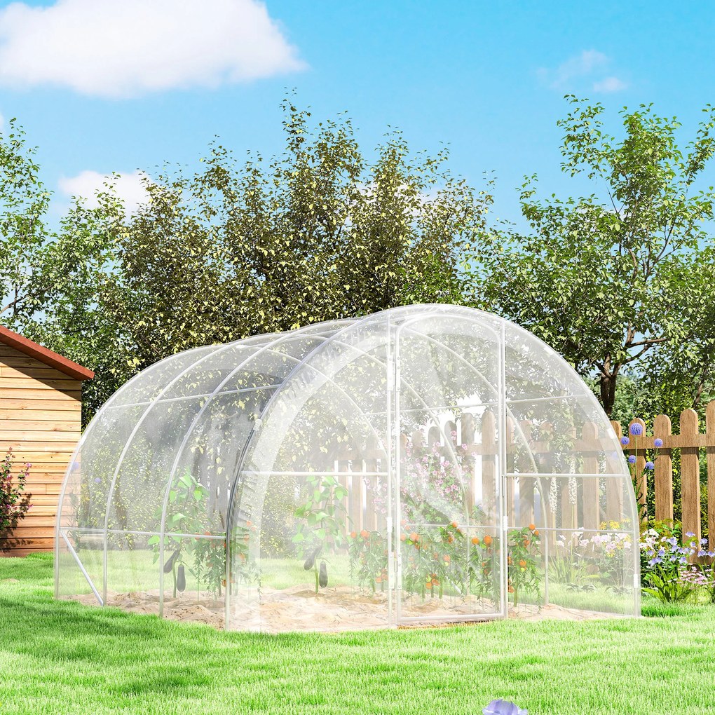Outsunny Seră de grădină tunel 3 x 3 x 2 m 9 m² cu ușă cu balamale folie PE 150 g/m² pentru Legume Plante Flori | Aosom Romania