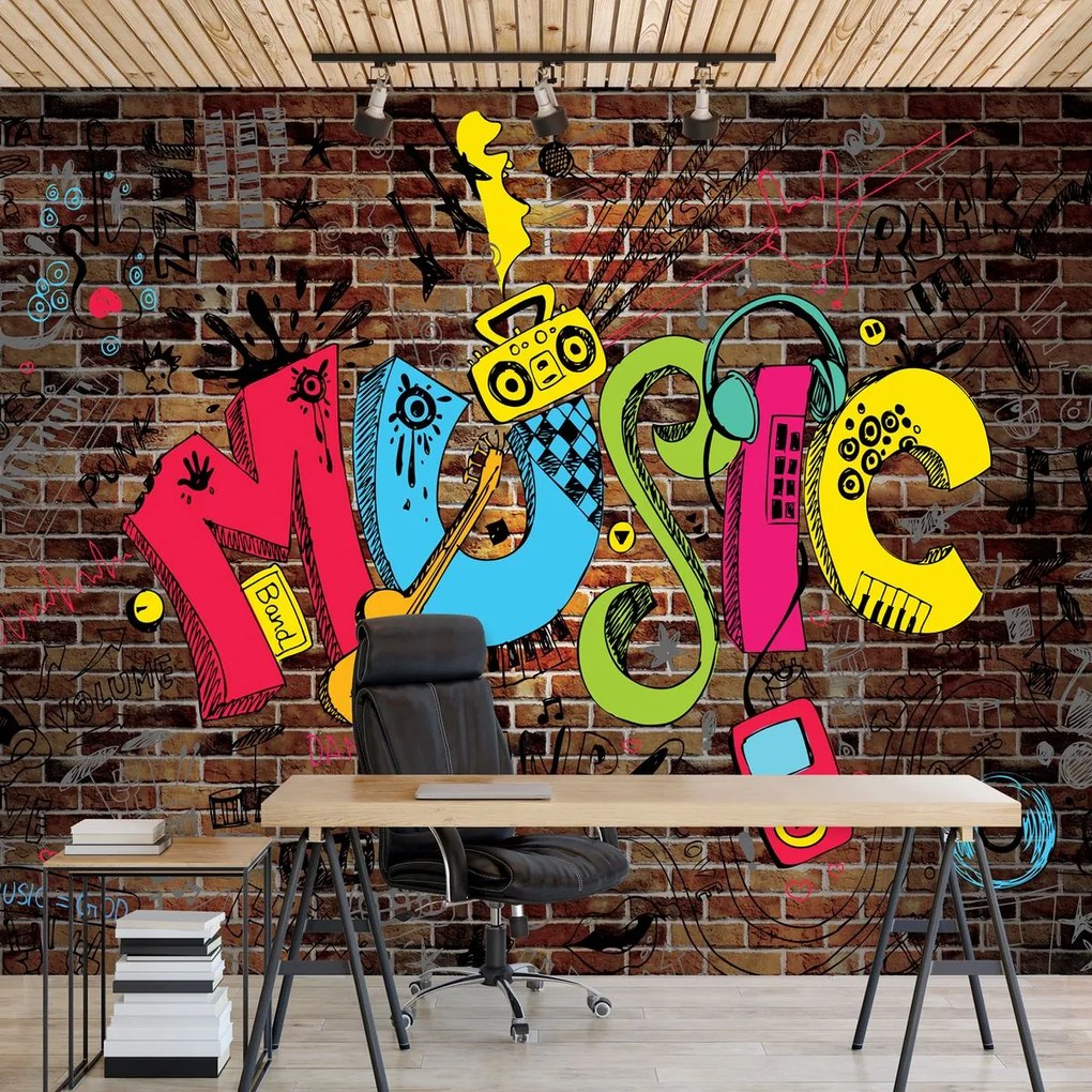 Fototapet - Graffiti - muzica (254x184 cm)