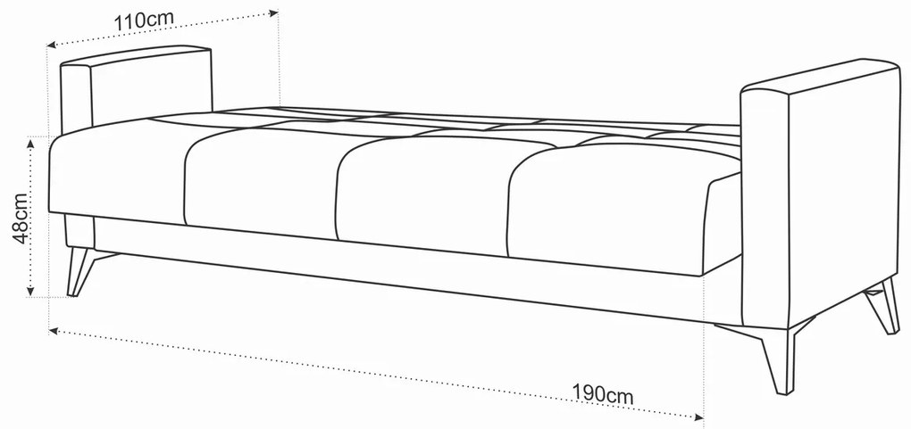 Canapea extensibila Fabio, 3 locuri, 215x82x92 cm, lada depozitare, Bej