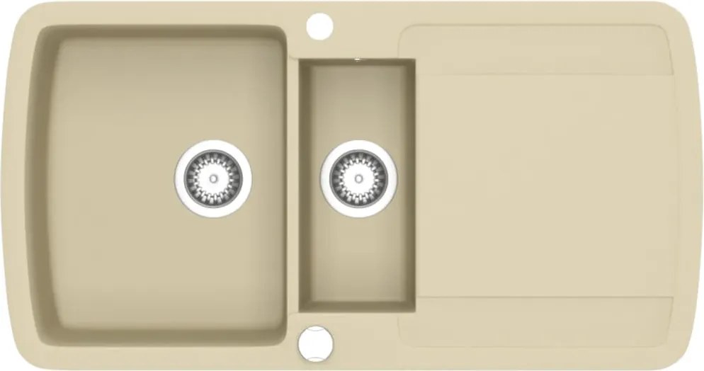 vidaXL Chiuvetă de bucătărie din granit, bej, două bazine