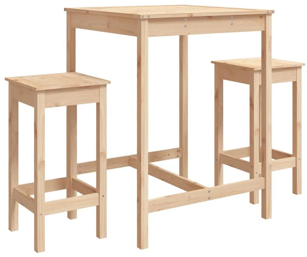3154725 vidaXL Set mobilier de bar, 3 piese, lemn masiv de pin