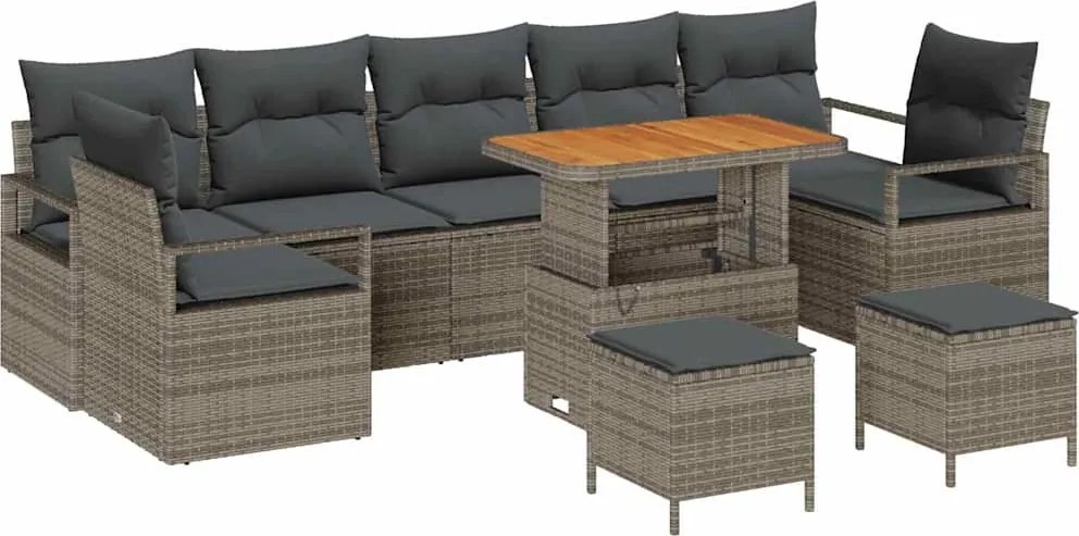 vidaXL Set de canapele pentru grădină cu pernă cu pernă 10 pcs Gri