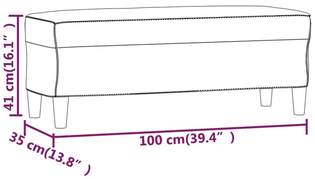 Banca, roz, 100x35x41 cm, catifea Roz, 100 x 35 x 41 cm