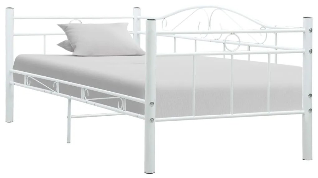 vidaXL Cadru pat de zi, alb, 90x200 cm, metal