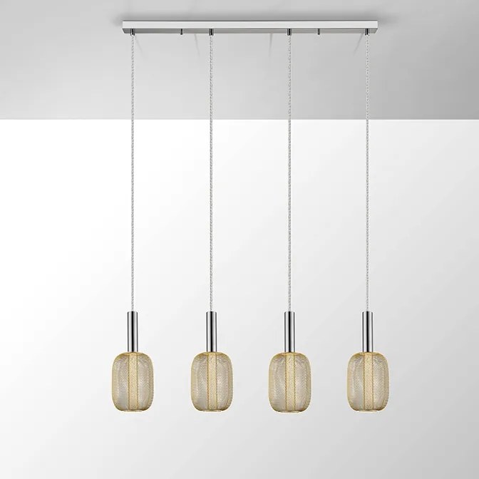 Lustra cu 4 pendule LED design modern Micron crom/auriu SV-413756