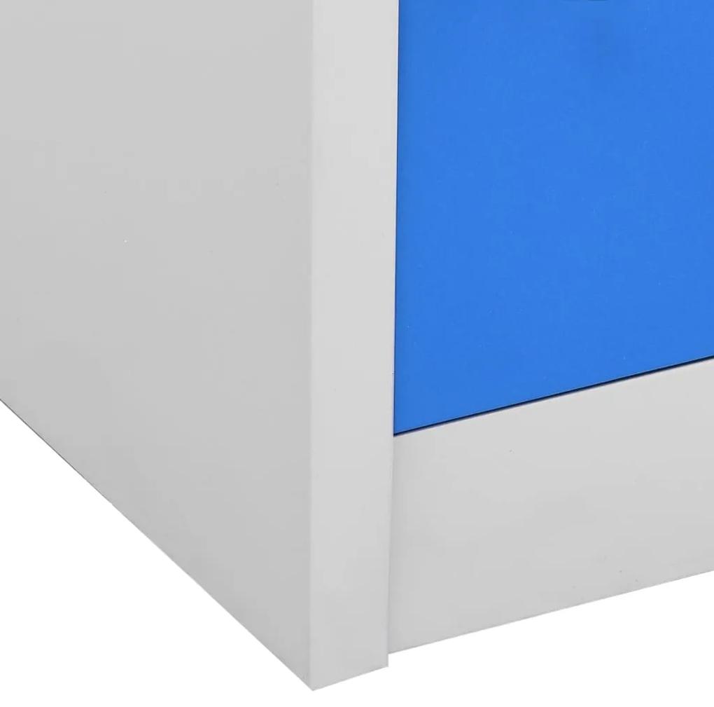 Dulapuri vestiar 5 buc. gri deschis albastru 90x45x92,5 cm otel 5, light grey and blue, cu 9 dulapuri, 1