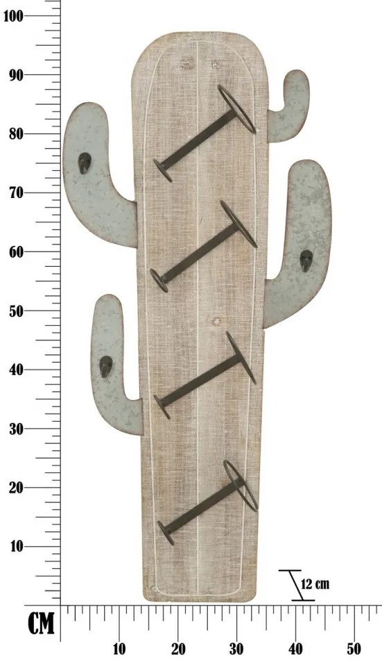 Suport pentru sticle grej din metal si MDF, 46 x 12 x 96 cm, Cactus Mauro Ferreti