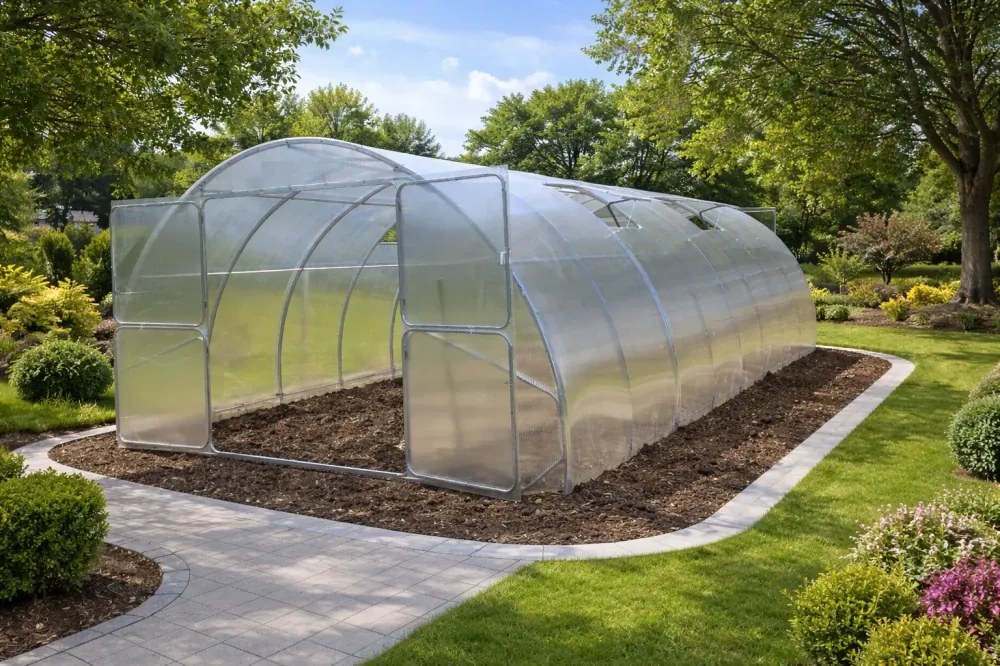 GAUDI 4x12 — Sera Modula din otel si policarbonat, Lățime 4 m, Lungime 12 m (48 m²),