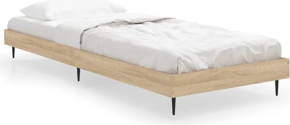 vidaXL Cadru pat fără saltea, stejar sonoma 75x190 cm lemn prelucrat