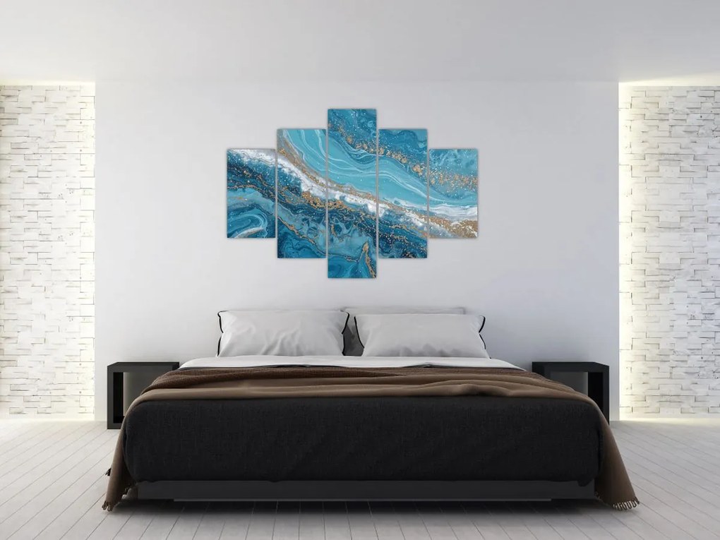 Tablou - Marmură bleu cu aur I. (150x105 cm)