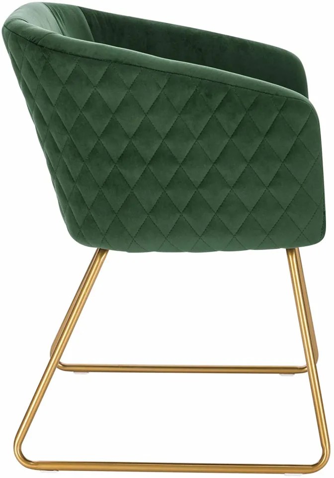 SCAU208 - Scaun masuta toaleta machiaj cosmetica tapitat, scaun living - Verde - Auriu