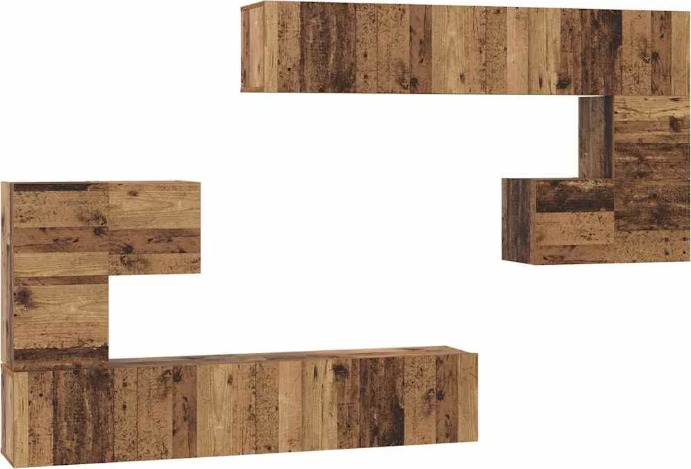 vidaXL Unități TV Pe perete 4 pcs Lemn Vechi Lemn compozit