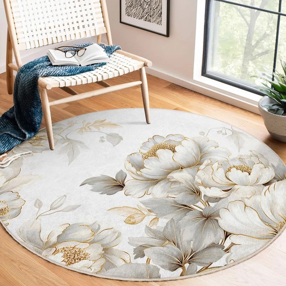 Covor gri deschis/bej lavabil rotund ø 150 cm Soft and Gentle – Mila Home