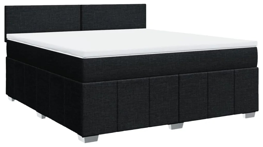 3287142 vidaXL Pat box spring cu saltea, negru, 180x200 cm, catifea