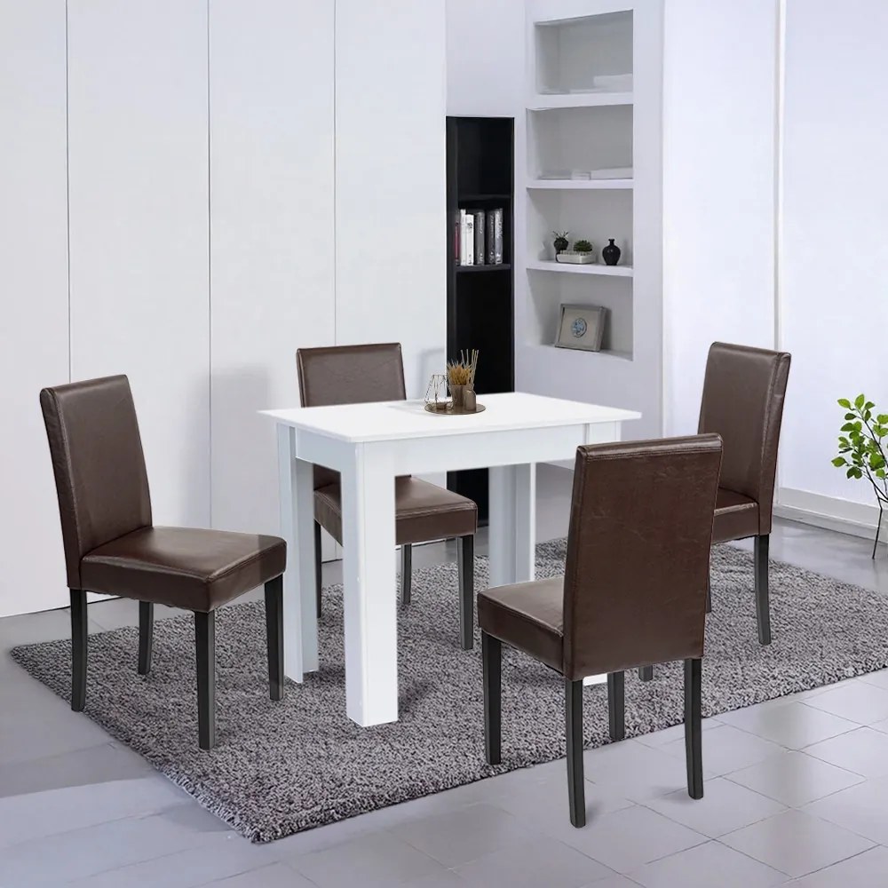 Set de masă Leon 4+1 alb-maro