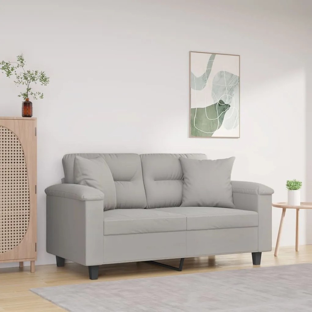 3153264 vidaXL Canapea cu 2 locuri, perne&pernuțe gri taupe 120 cm microfibră