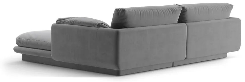 Colțar gri deschis cu tapițerie din catifea (cu colț pe partea stângă /cu șezlong) Torino – Micadoni