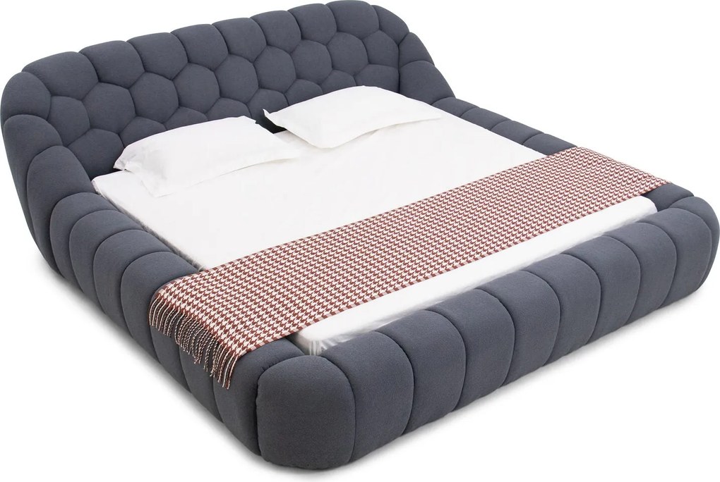 Pat dormitor dumonde, tapitat bej, Bubble 180x200 cm