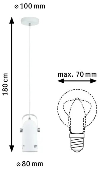 Paulmann 79767 - Lustră LAVEA LED RGBW 1xE27/15W, 230V, pe cablu, albă