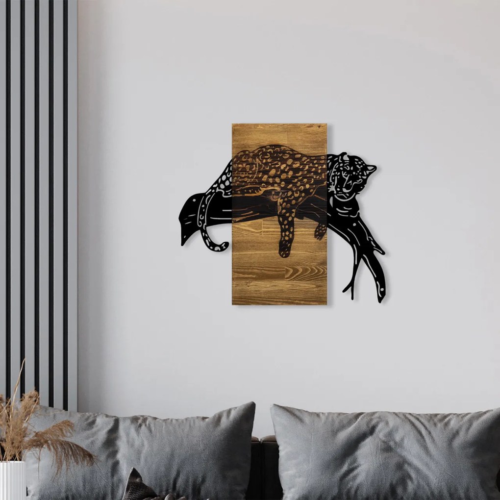 Accesoriu decorativ de perete din lemn Leopard