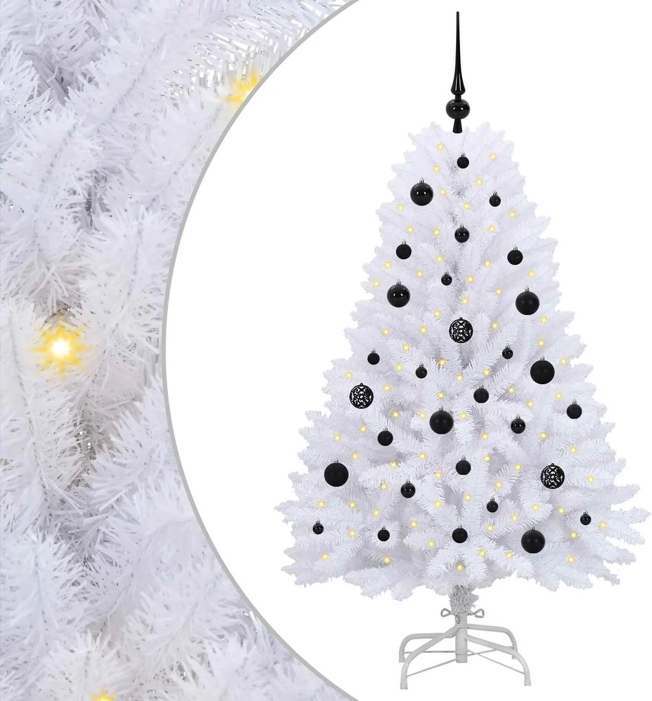 vidaXL Brad de Crăciun artificial cu ramuri articulare Alb 150 cm