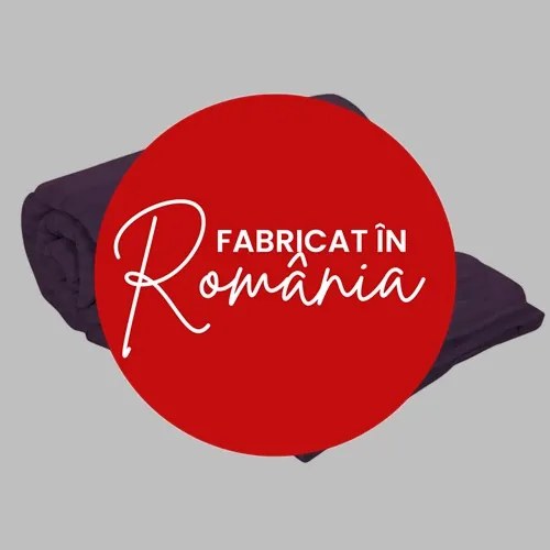 Set pilota iarna, umplutura lana, material damasc policoton, 180x210cm, matlasata, mov inchis, Pucioasa cu 2 perne, matlasate, antialergice, 50x70cm, albe, Pucioasa