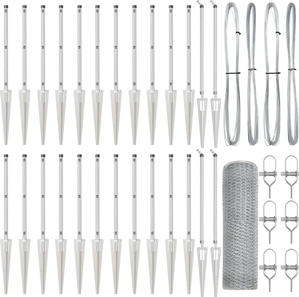 vidaXL Stâlp de gard. Argintiu 50 x 0,8 m (plasă de 13 mm) Oțel