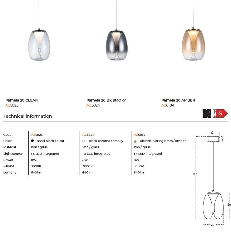 Pendul LED design decorativ modern PAMELA 20 clar