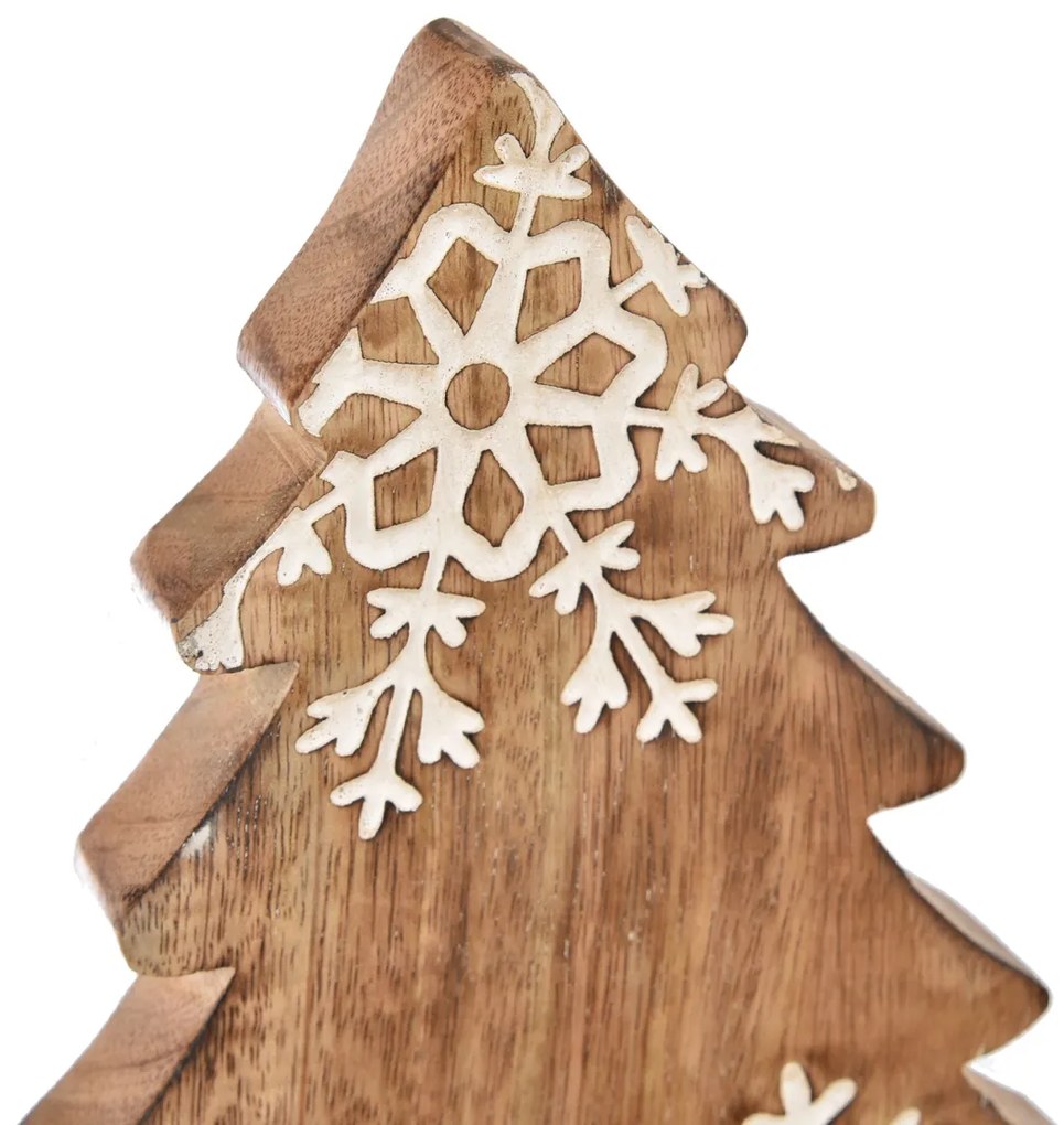 Decorațiune din lemn de mango 4Home Snowflake Tree, 33 cm