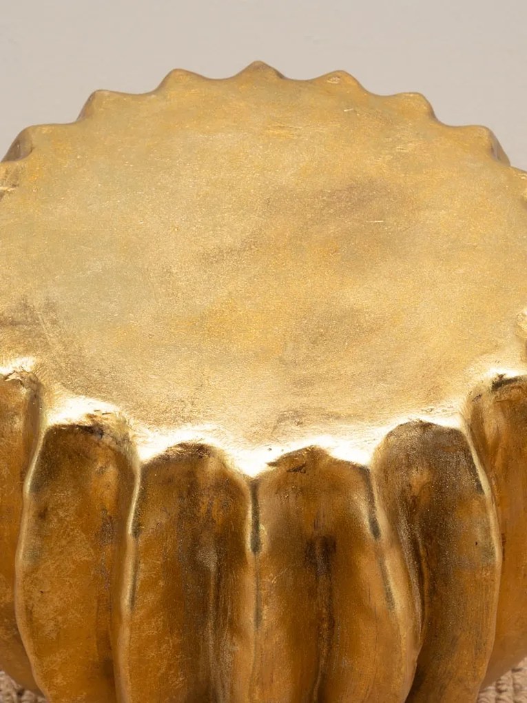 Masuta laterala, din rasina, cu aspect vintage, gold Cactus