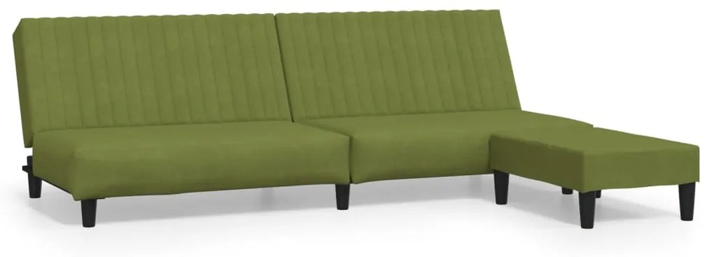 3081857 vidaXL Canapea extensibilă cu taburet, 2 locuri, verde deschis catifea