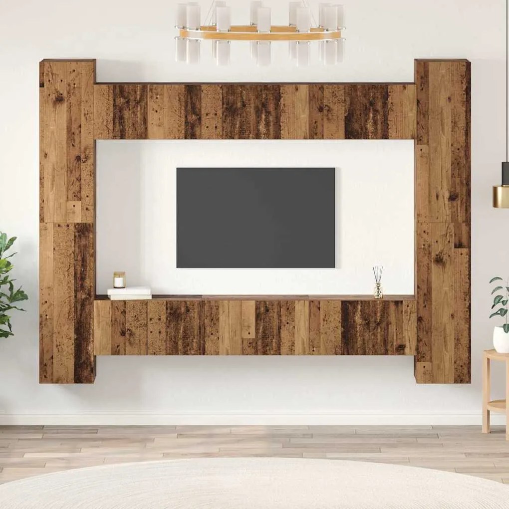 vidaXL Set comodă TV 10 pcs Lemn vechi 30.5 x 30 x 90 cm Lemn compozit