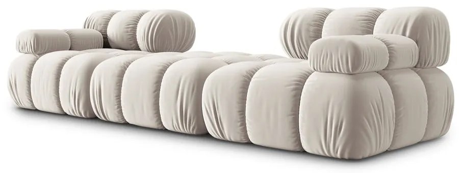 Colțar modular bej cu tapițerie din catifea (cu colț variabil) Bellis – Micadoni