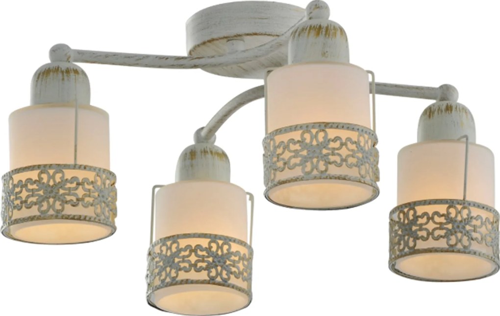 Lustra Romantik PL4 Klausen 37x37x17 cm corp iluminat tavan clasic metal auriu sticla alba 4xE14 design elegant pentru living dormitor interior