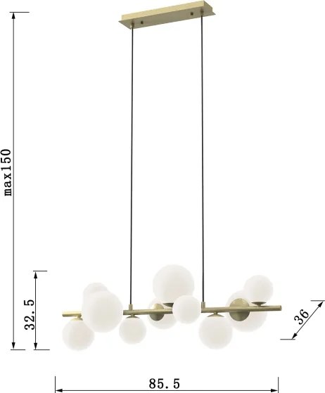 ONLI - Lustra suspendată pe cablu PALOMA 10xG9/3W/230V auriu