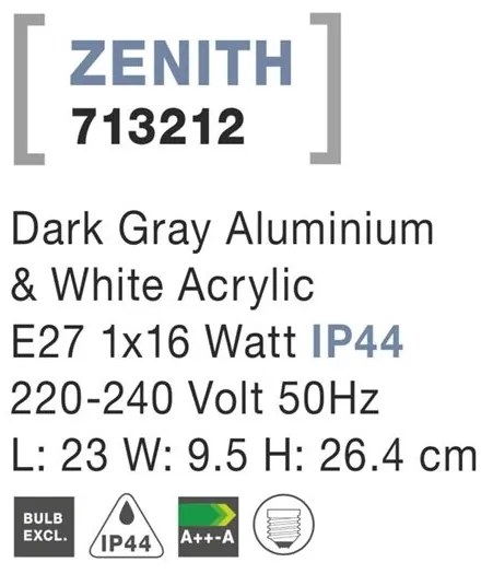 Aplica de perete pentru exterior IP44 ZENITH NVL-713212