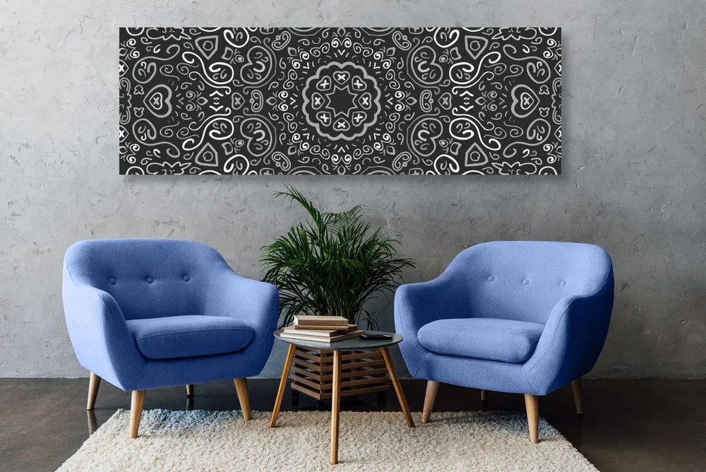 Tablou Mandala iubirii în design alb-negru