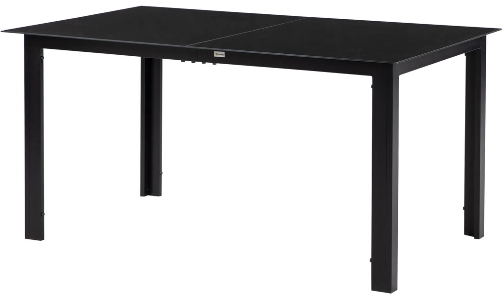 Outsunny Masă de grădină rectangulară din aluminiu și blat de sticlă securizat - 6 persoane 150 x 90 x 74 cm negru | Aosom Romania
