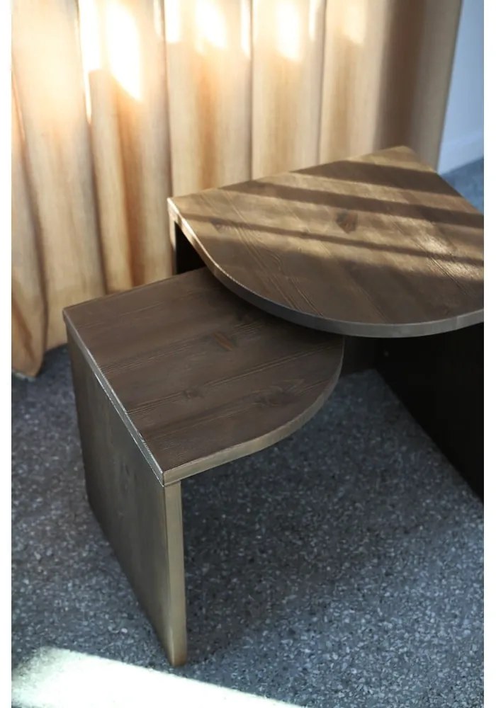 Măsuțe de cafea maro închis 2 buc. din lemn de pin Combine – Karup Design