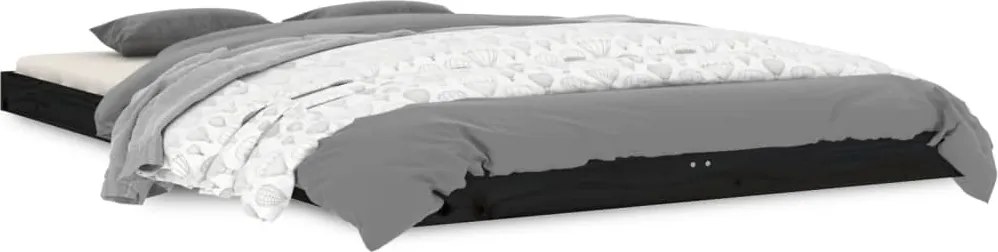 vidaXL Cadru de pat, negru, 120x190 cm, mic, dublu, lemn masiv de pin