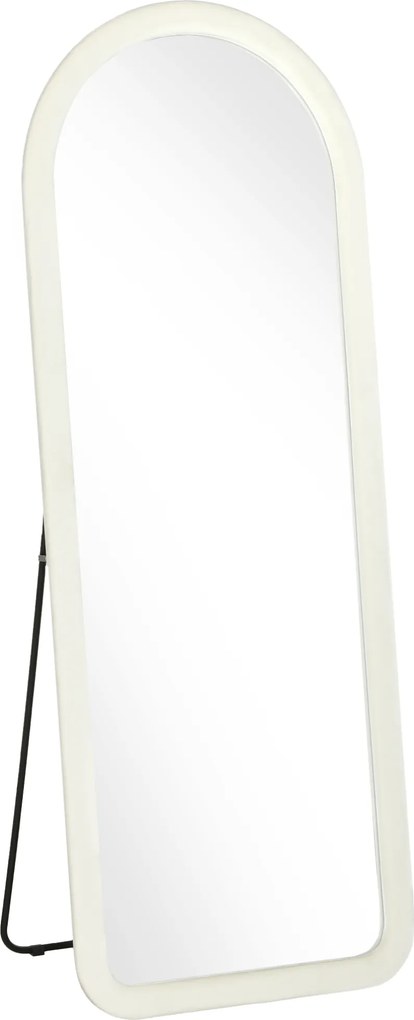 HOMCOM Oglindă de Podea 160x60 cm, cu Arcadă, Ramă din Flanelă, Alb Crem | Aosom Romania