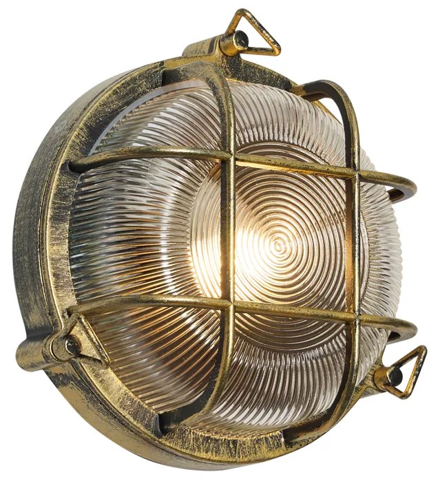 Lampă de perete și plafon pentru exterior, aur antic, rotundă, IP44 - Noutica