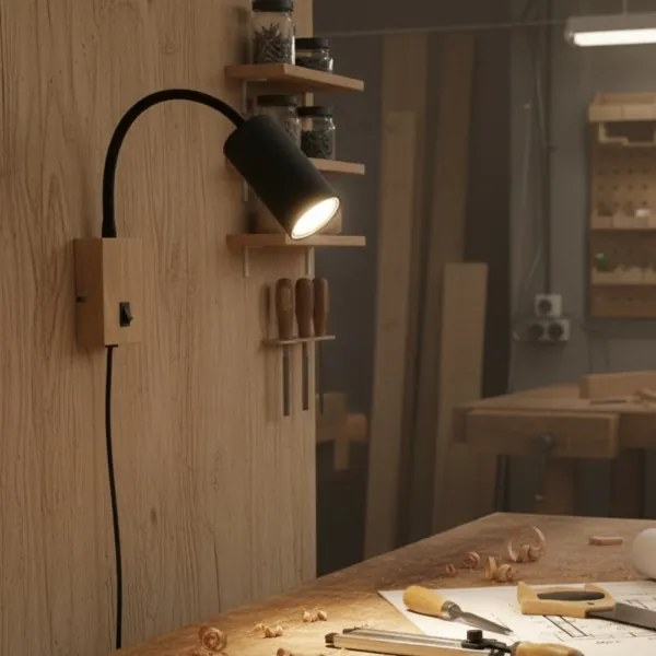 Lampă de perete flexibilă ROBBY 1xGU10/25W/230V neagră/maro Globo 57911WG