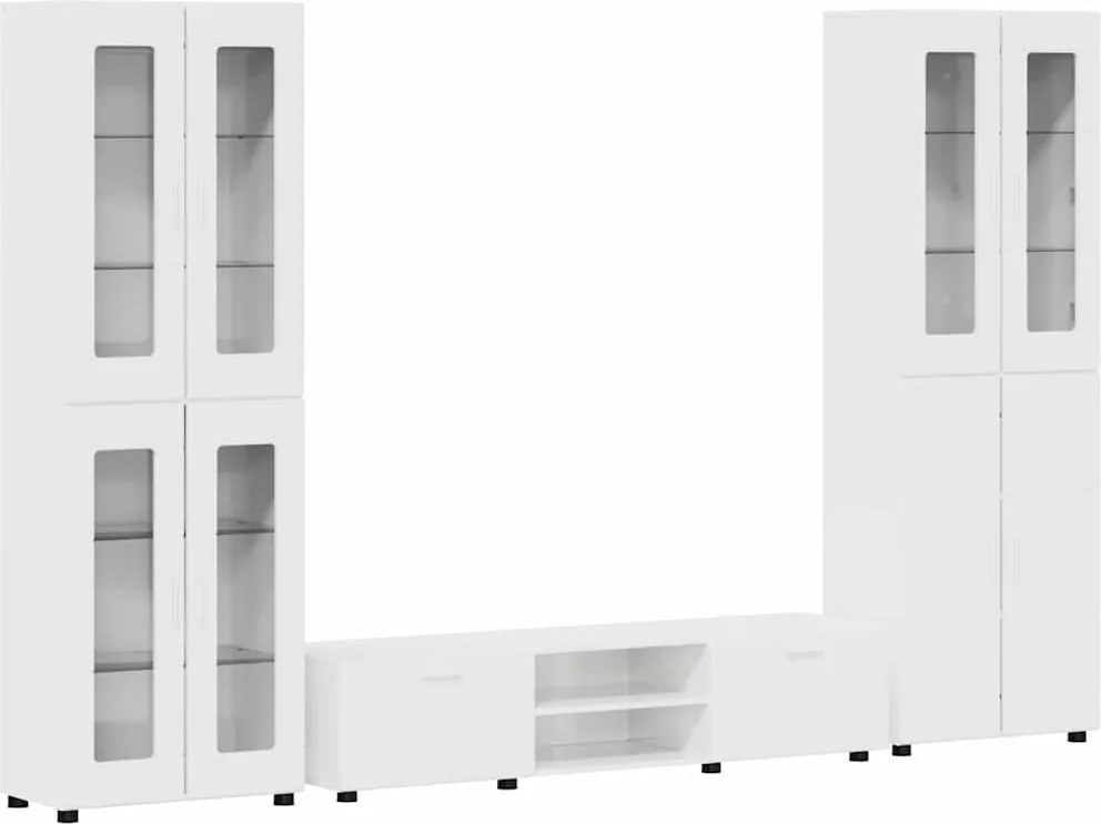 vidaXL Set comodă TV cu sertar cu raft FLORIN Alb lucios Lemn compozit